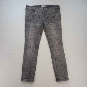 Free People Skinny Jeans Womens 29 Gray Tribal Geometric Print Slim Fit Boho